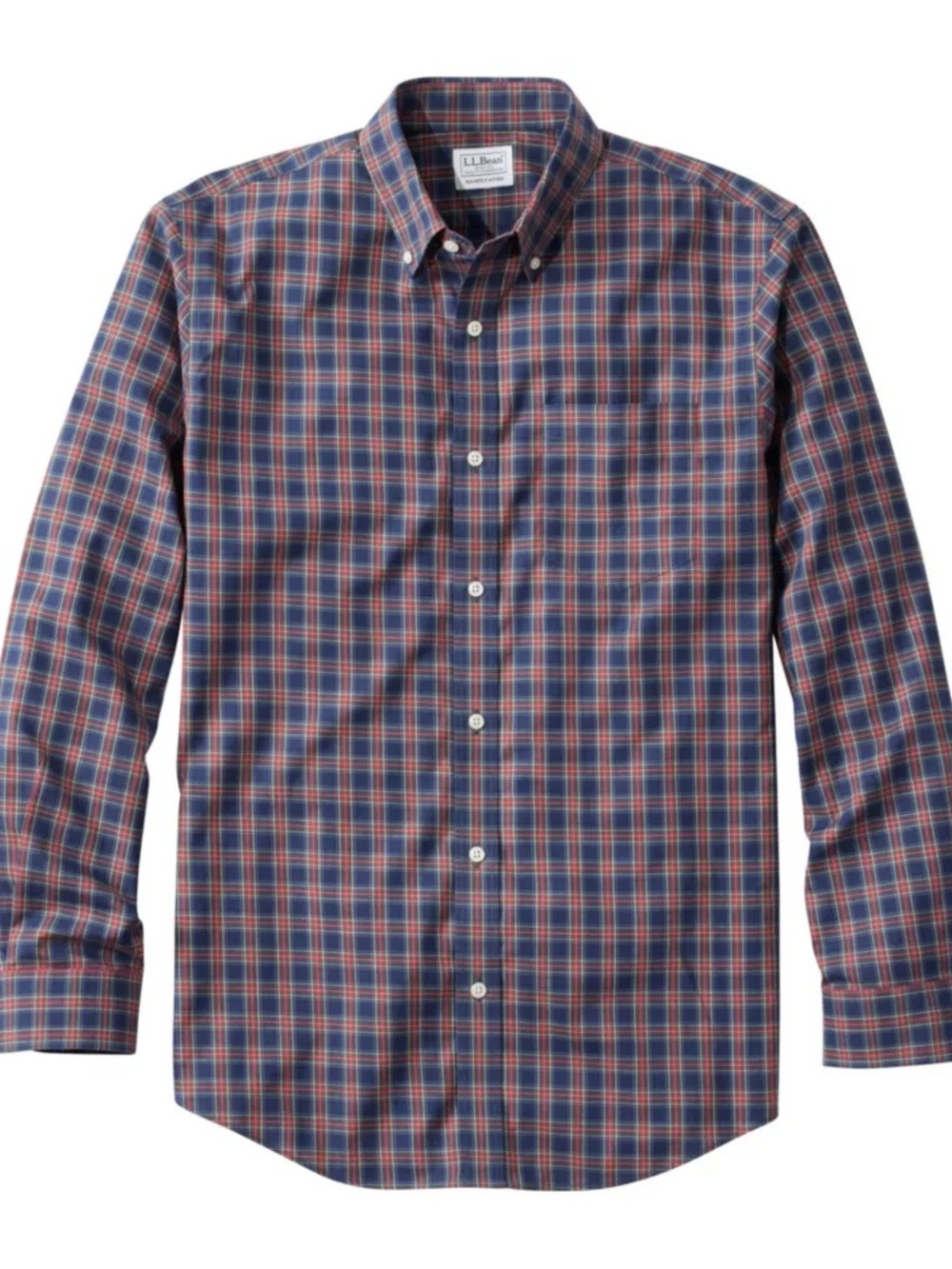 L.L. Bean Slightly Fitted Plaid 100% Cotton Kennebunk Button-Down Shirt
